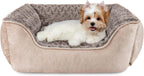 Rectangle Dog Bed for Large Medium Small Dogs Machine Washable Sleeping Sofa Non-Slip Bottom Breathable Soft Puppy Bed Durable Orthopedic Calming Pet , Multiple Size, Beige