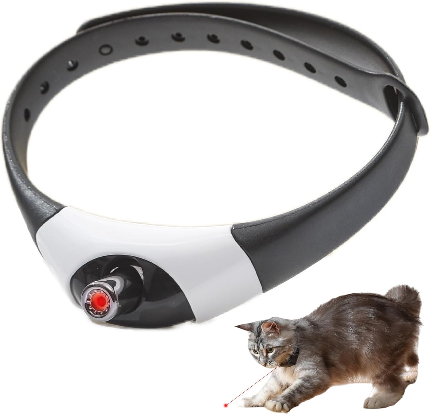 Wearable Automatic Cat Collar Laser Toy with Red Light, Interactive Cat Laser Toys for Indoor Cats, Rechargeable Electric Laser Collar Toy for Kitten