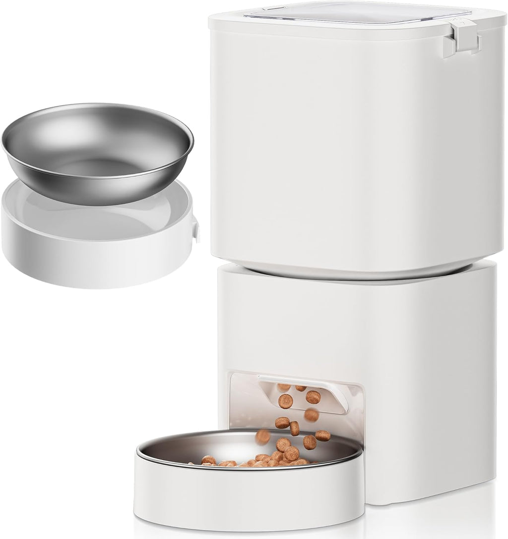 5L Automatic Cat Feeder,  Control Auto Dog Feeder, Timed Cat Dry Food Dispenser, Automatic Pet Feeders Dual Power Supply, Timed Pet Food Dispenser for Cats and Small Dogs(Not for Remote Control)