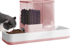 Automatic 2 in 1 Gravity Cat & Dog Feeder and Waterer Set - Feeder Dish for Puppy, Kitten & Small Pets (Pink)