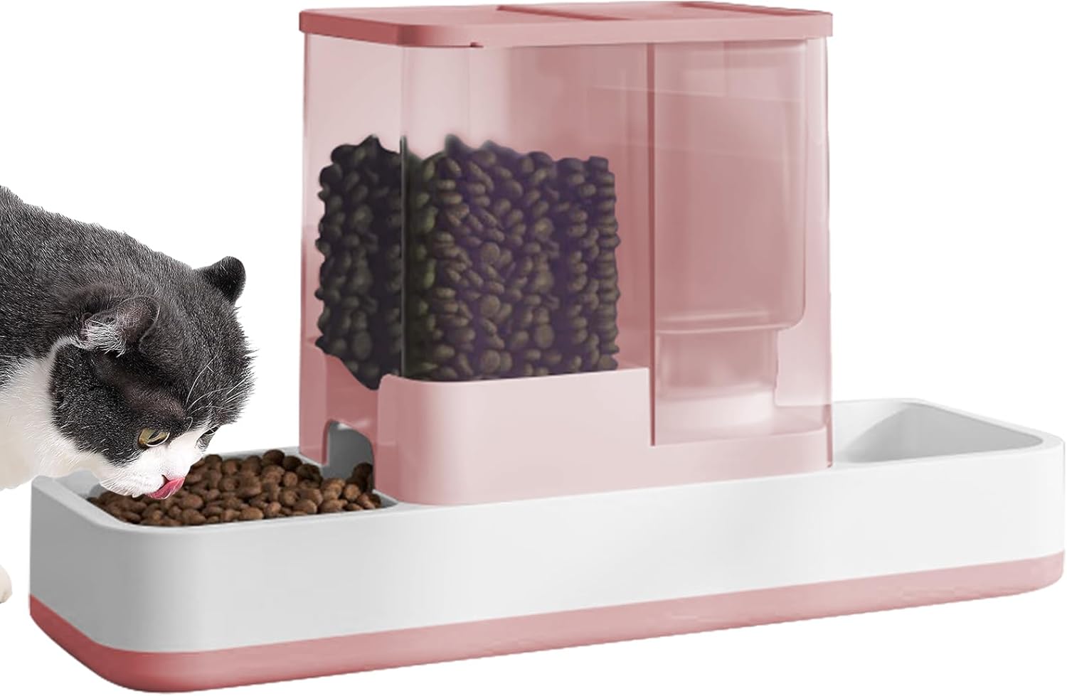 Automatic 2 in 1 Gravity Cat & Dog Feeder and Waterer Set - Feeder Dish for Puppy, Kitten & Small Pets (Pink)