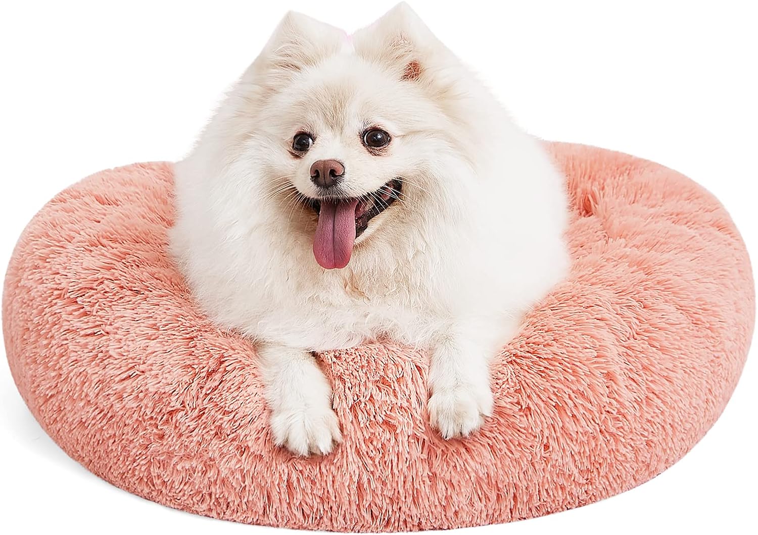 Orthopedic Dog Bed Comfortable Donut  Round Dog Bed Ultra Soft Washable Dog and Cat Cushion Bed (20''/23''/30'') (23'', Pink)