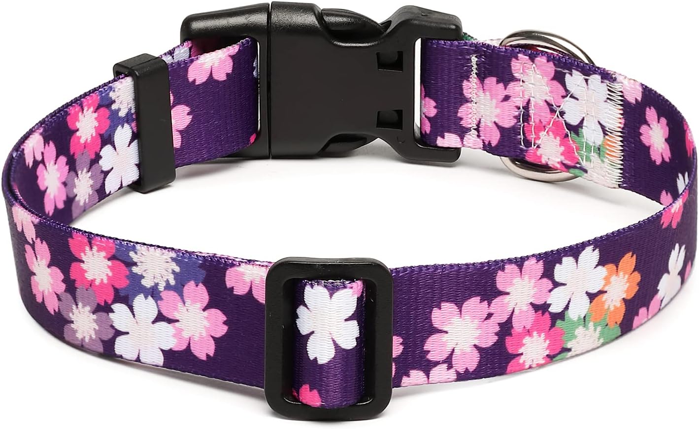 Adjustable Dog Collar - Special Design Patterns, Soft Nylon Comfortable Durable Pet Collar for Small Medium Large Dogs (S, Floral Pink)