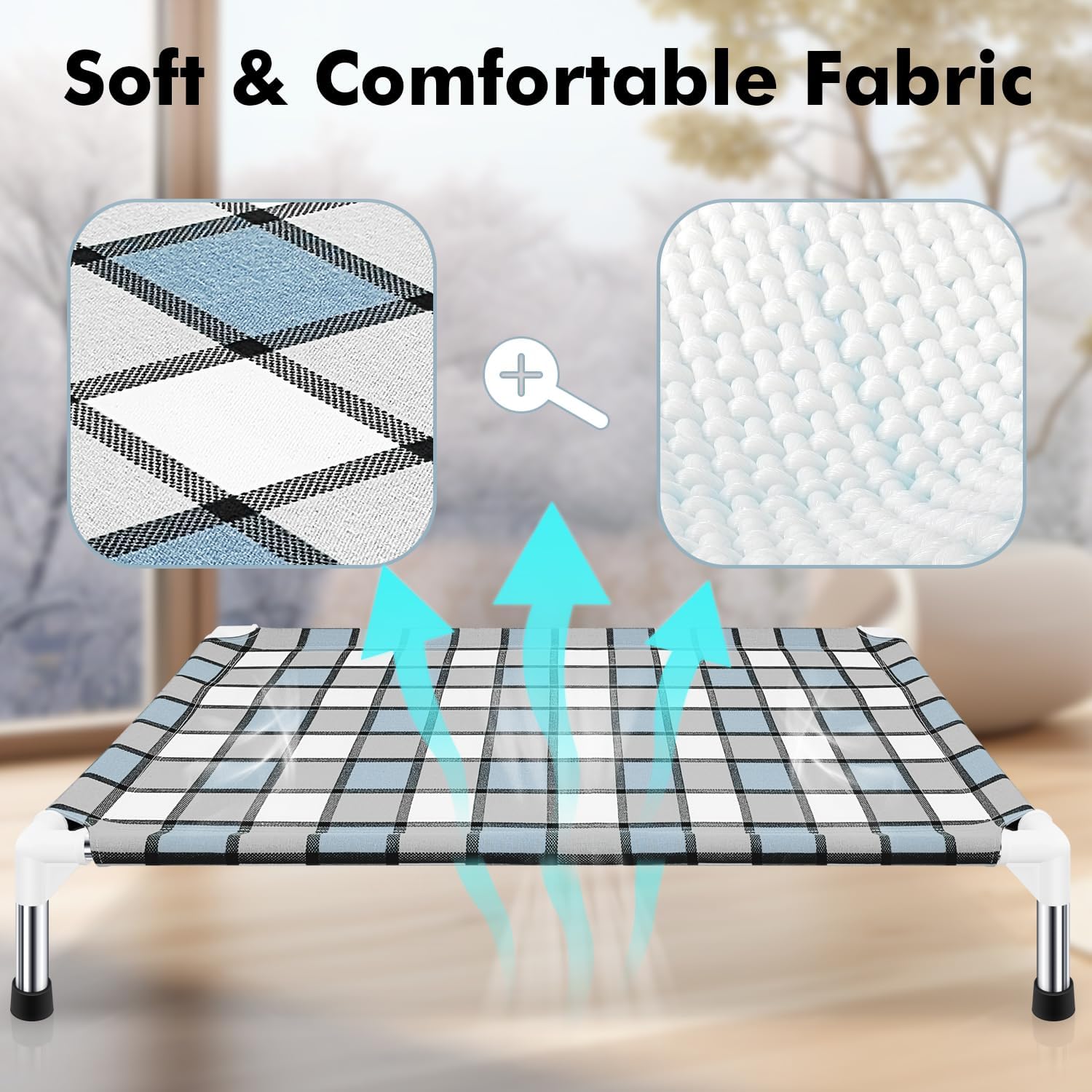 Outdoor Raised Dog Bed Outdoor Dogs Bed Lifted Pet Bed Dog Cot for Medium Pet Taste Life, Start with A Pet Bed 34'' x 26'' x 5''