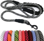 Heavy Duty Rope Dog Leash, 3/4/5/6/7/8/10/12/15 FT Nylon Pet Leash, Soft Padded Handle Thick Lead for Large Medium Dogs Small Puppy (1/2" * 6', Black)