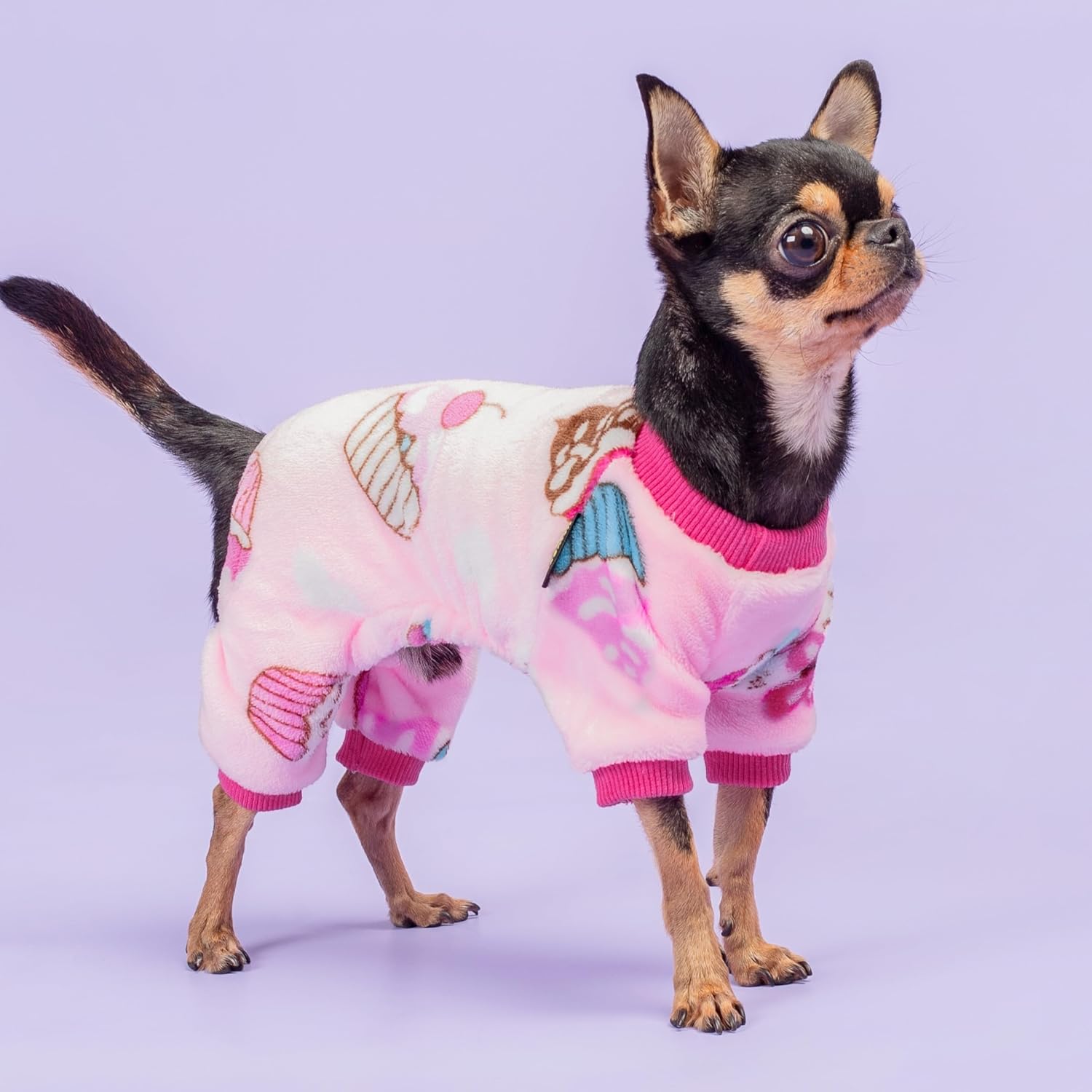 Pet Clothes for Dog Pajamas PJS Coat Soft Velvet Pink Small