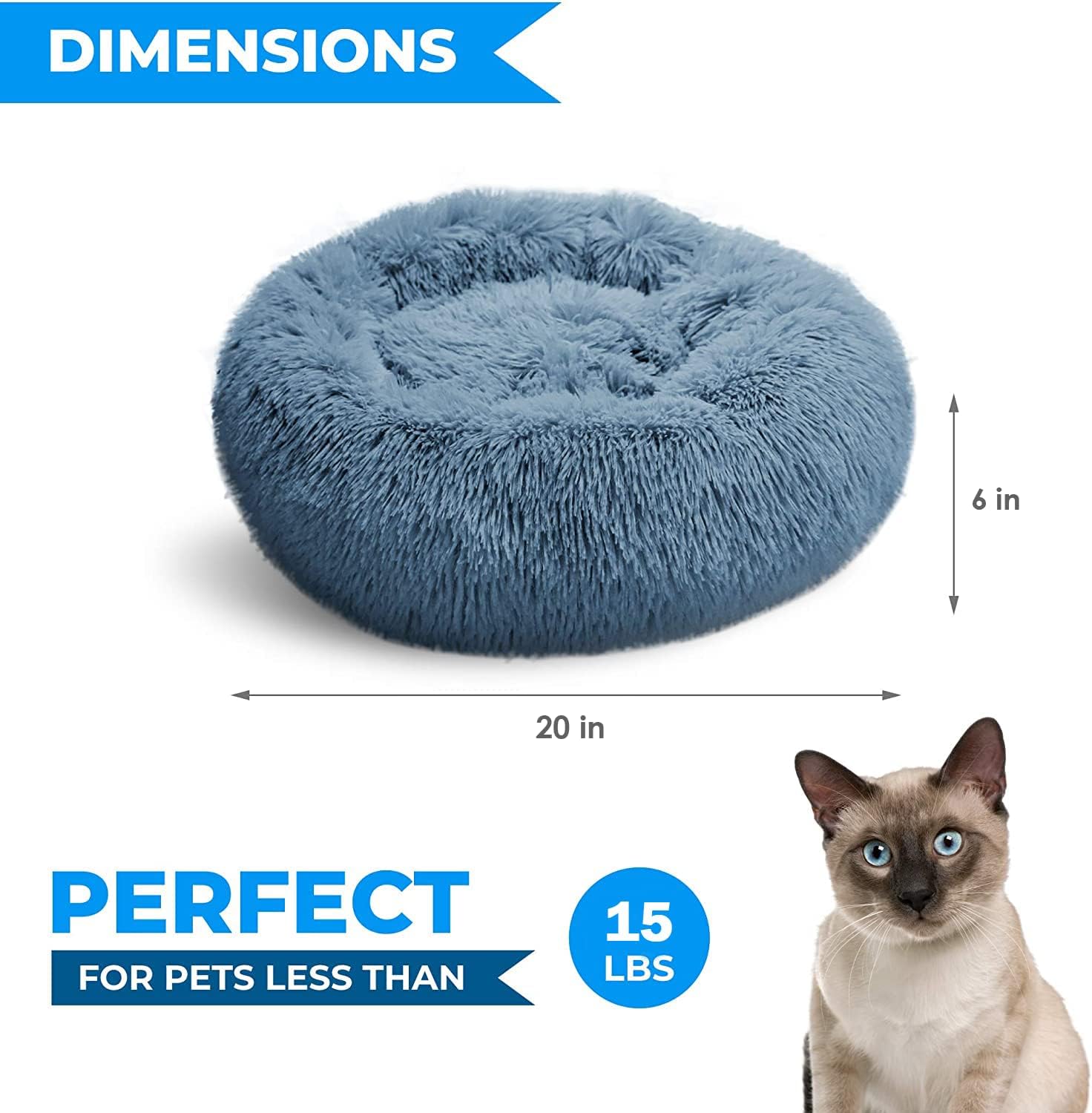 Cat Bed - Washable for Indoor Cats, Small, Large, Kitten, Small Dog - Anti-Anxiety Calming Pet Bed, Furniture, Round Nest