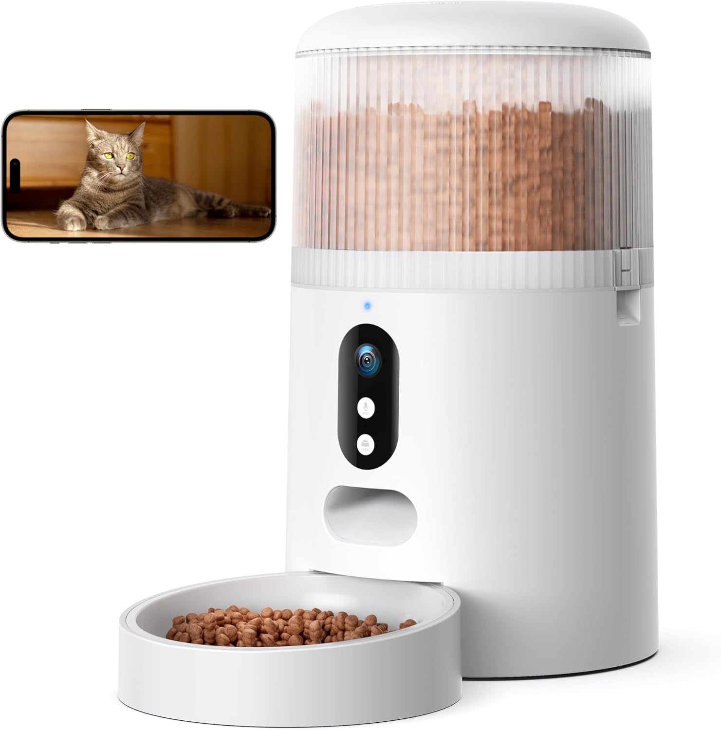 Automatic Cat Feeder with Camera,  HD Video with Night Vision, 5G  Cat Feeder Automatic with  Control, 2- Audio, Low Food Sensor, Motion Alerts for Cats and Dogs