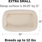Dog Bed for Extra Small Dogs & Indoor Cats, 100% Washable, Sized to Fit Crates - Sherpa Fleece Bolster Crate Pad - Cream, Extra Small