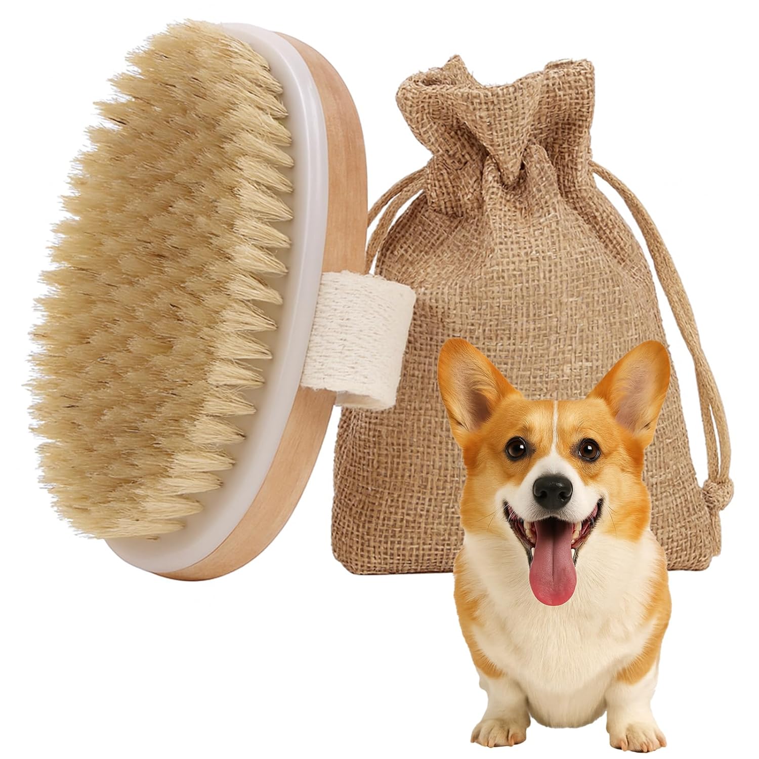 Dog Cat Brush for Short Hair Pet,  Soft Boar Bristle Pet Palm Grooming Brush Gentle Hair Removal Massage