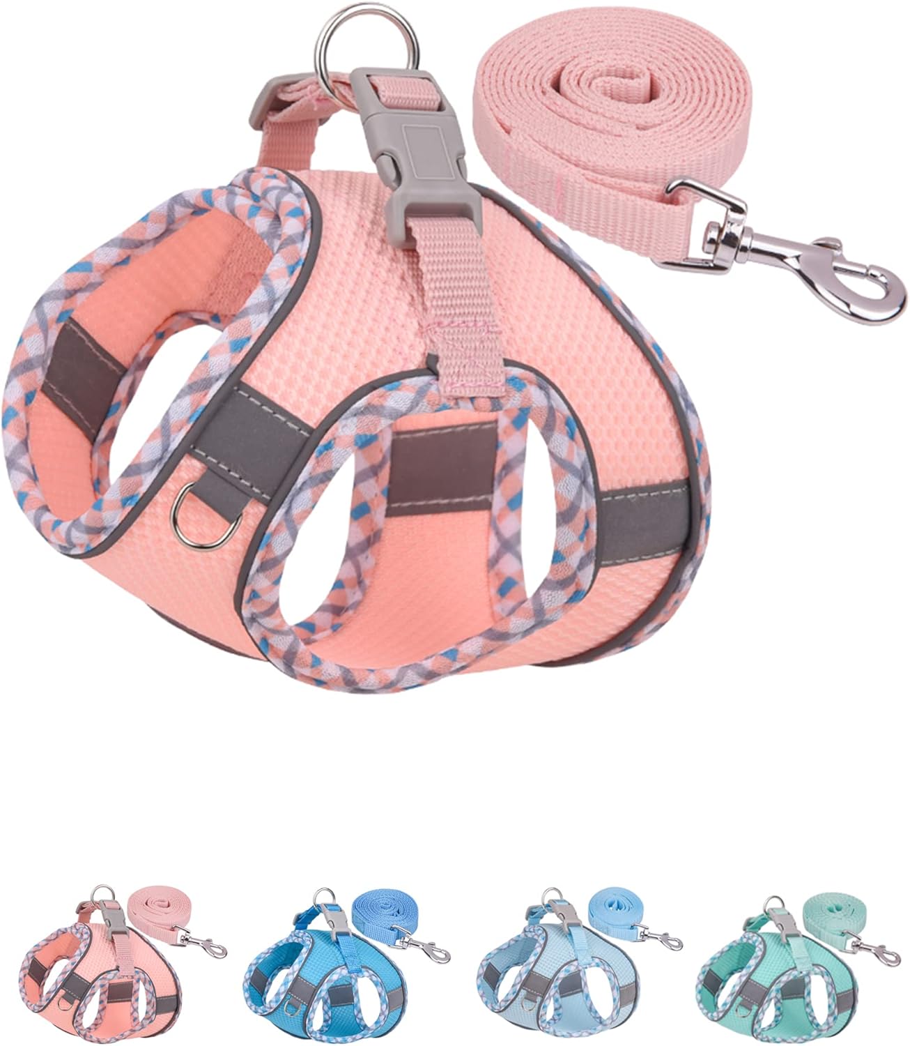 Dog Harness for Small Medium Dogs No Pull, Puppy Harness and Leash Set, Step in Dog Harness for Walking, Running, Training, Small Dog Vest (Pink, XXS)