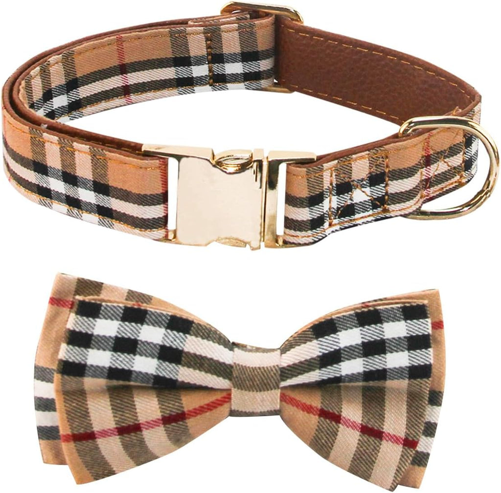 Dog Collar with Bow Tie- Adjustable pet Collar for Dogs with Metal snap Fastener Collar, Stylish Pattern for Small Medium or Large Boy and Girl Dog and Cat