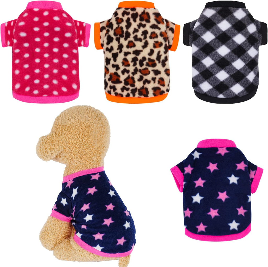 4 Pieces Dog Fleece Sweaters Puppy Warm Sweater Doggie Sweatshirt Soft Fleece Dog Pajamas Puppy Clothes Winter Dog Outfits for Small Puppy Dog Cat Pets (Medium)