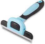 Professional Pet Brush - Grooming & Deshedding Tool for Cats & Dogs - Reduces Shedding, Dead Hair, Tangles - Detachable Stainless Steel Comb for Easy Cleaning - Soft Anti-Slip Handle,Blue