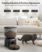 Automatic Cat Feeder, Cat Food Dispenser Battery-Operated with 180-Day Battery Life, Timed Pet Feeder for Cats and Dogs, Desiccant Bag, Programmable Portion Control, 4 Daily Meals, 10s Voice Recorder