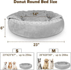 Small Dog Bed Cat Bed with Hooded Blanket, Cozy  Luxury Puppy Pet Bed, Donut Round Calming Anti-Anxiety Dog Burrow Cave Bed - Anti-Slip Bottom and Machine Washable 23 inch