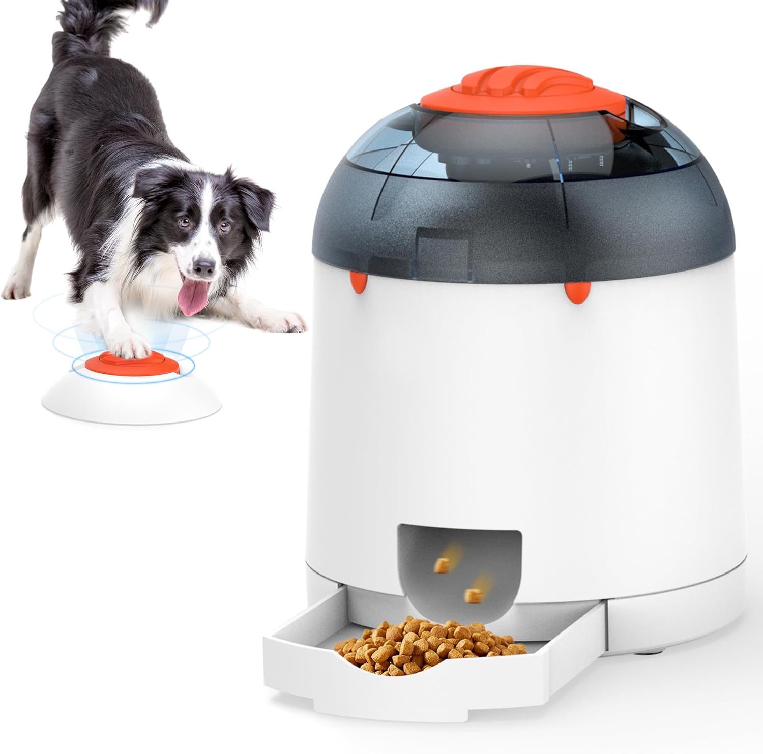 Dog Puzzle Feeder Toy, Interactive IQ Training, Electronic Treat Dispenser, Automatic Rechargeable with Remote for Food Dispensing, All Breeds, 280ml Capacity