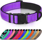 Reflective Dog Collar,Soft Neoprene Padded Breathable Nylon Pet Collar Adjustable for Medium Dogs,Purple,M
