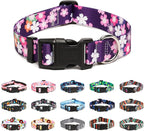 Adjustable Dog Collar - Special Design Patterns, Soft Nylon Comfortable Durable Pet Collar for Small Medium Large Dogs (S, Floral Pink)