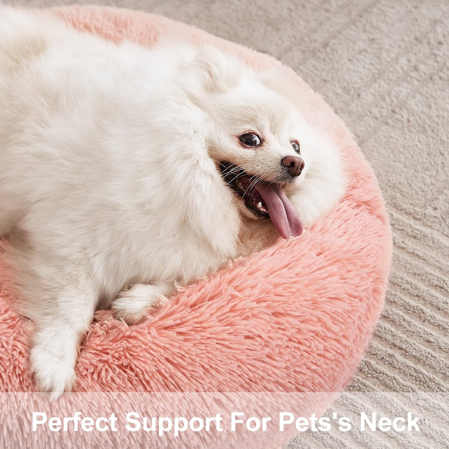 Orthopedic Dog Bed Comfortable Donut  Round Dog Bed Ultra Soft Washable Dog and Cat Cushion Bed (20''/23''/30'') (23'', Pink)